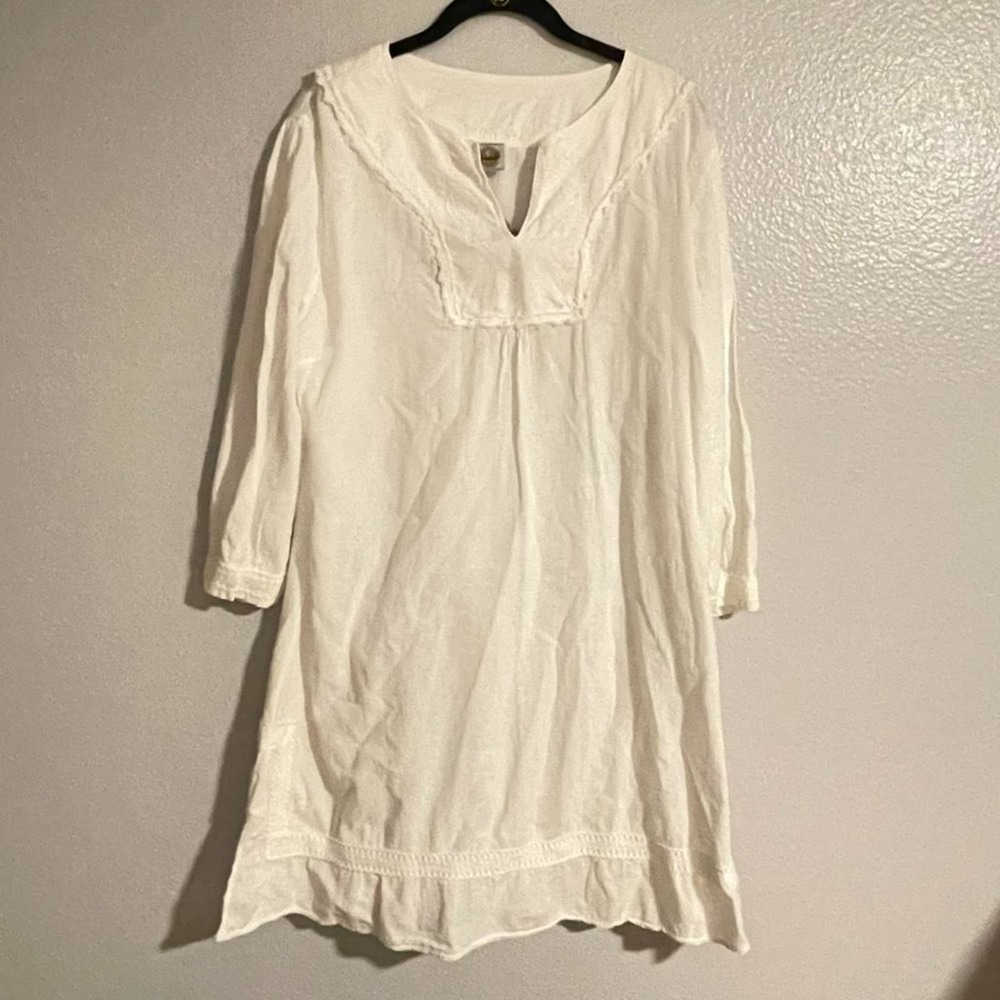 La Cotonniere Women's White Embroidered Long Sleeve Dress 3XL - Picture 3 of 13